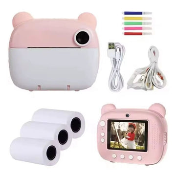 Camera Foto Copii cu Imprimare Instant 24MP, Ecran 2.4” - Roz sau Albastru - Copii si bebelusi