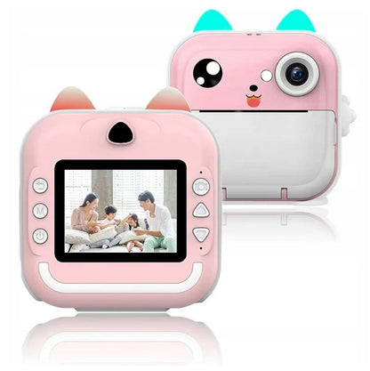 Cameră Foto Copii cu Imprimare Instant 24MP, Ecran 2.4” - Roz sau Albastru