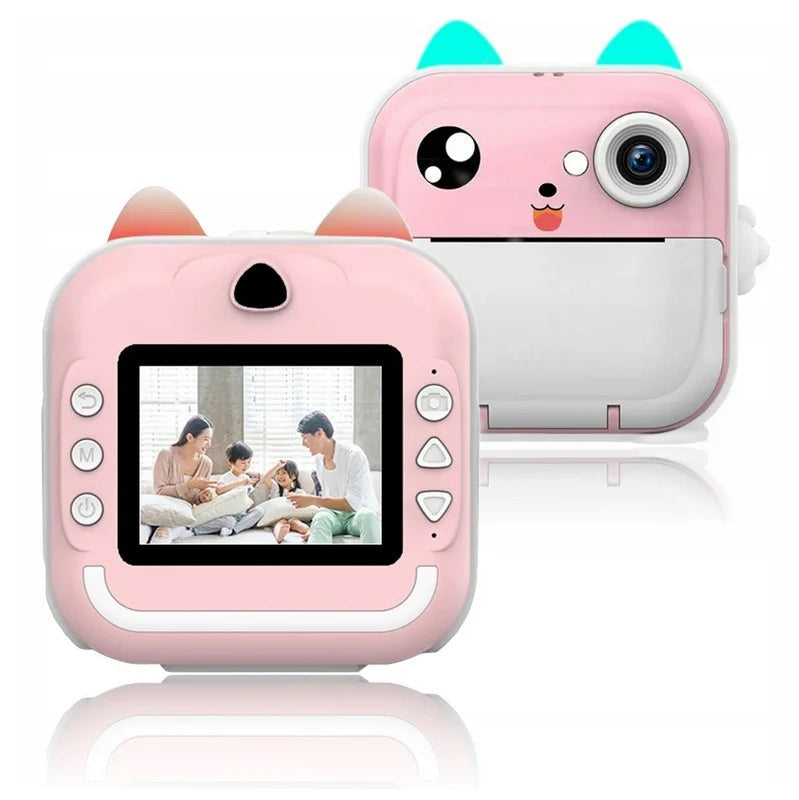 Camera Foto Copii cu Imprimare Instant 24MP, Ecran 2.4” - Roz sau Albastru - Copii si bebelusi