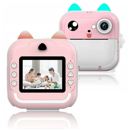 Camera Foto Copii cu Imprimare Instant 24MP, Ecran 2.4” - Roz sau Albastru - Copii si bebelusi