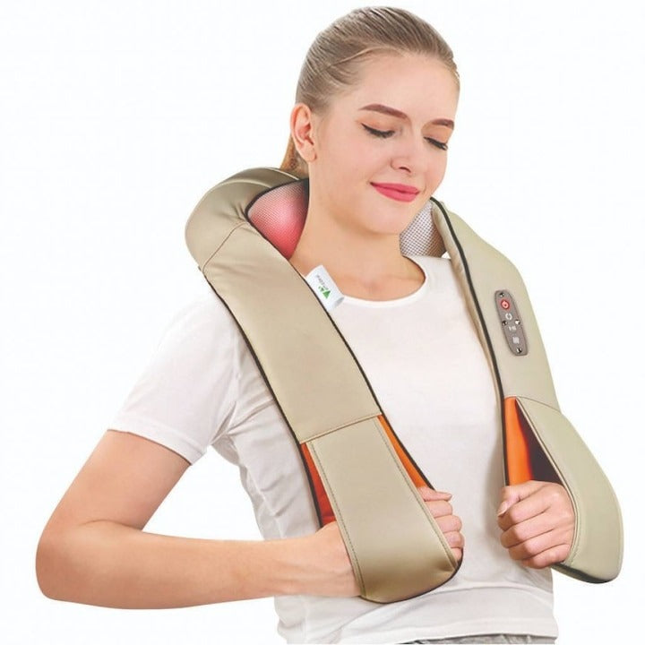 Aparat Masaj Cervical Shiatsu cu Infrarosu 24W, pentru Gat/Umeri/Spate, 220V/12V - Auto si moto