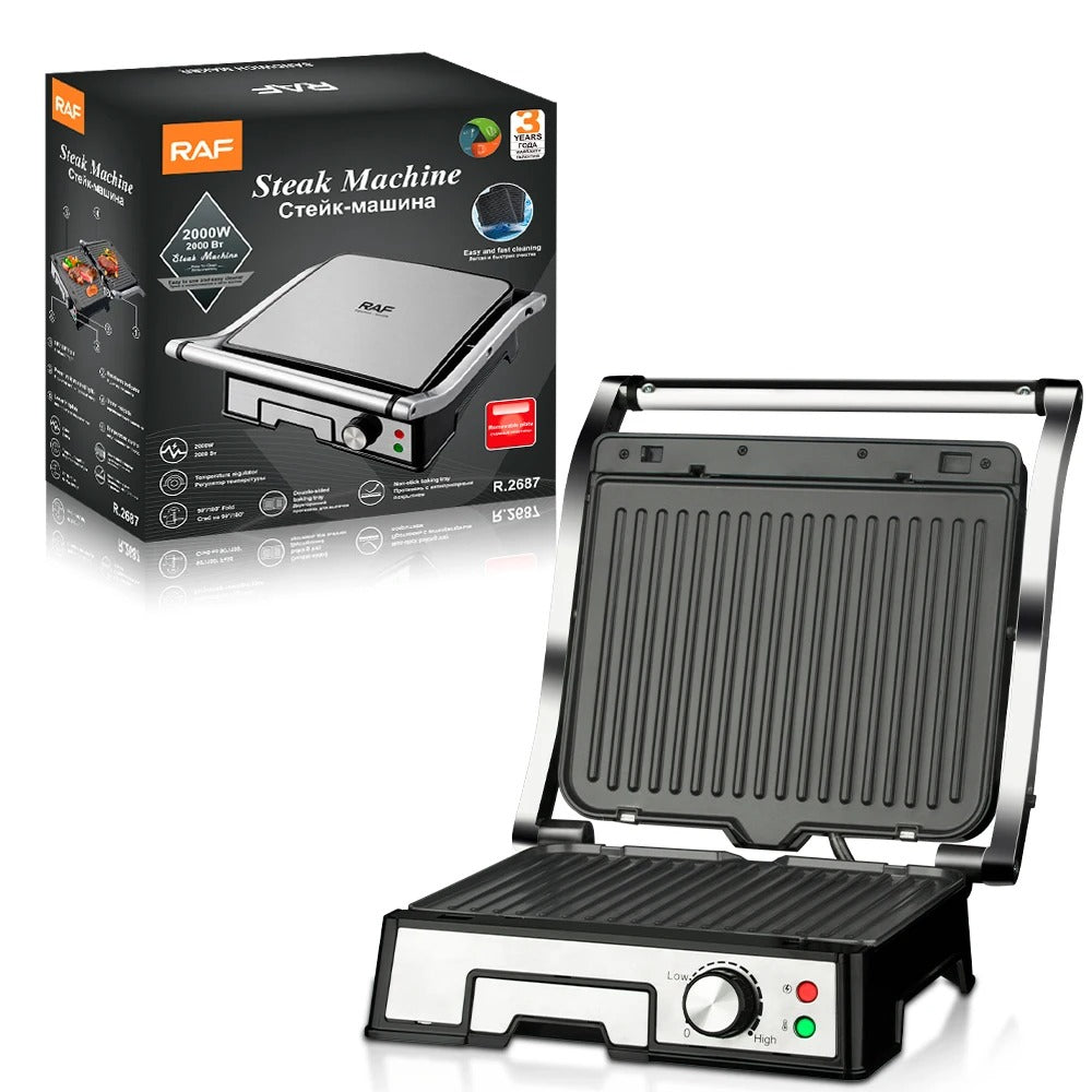 Grill Electric RAF R.2687 2000W pentru Sandvisuri & Steak, Placi Antiaderente, Incalzire Dubla - Bucatarie si electrocasnice