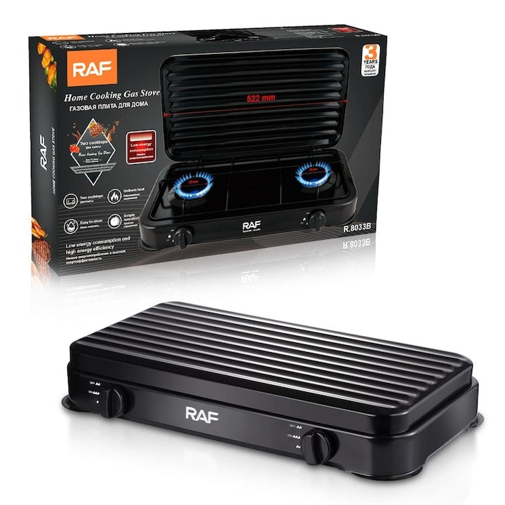 Aragaz Portabil RAF R.8033W+B cu 2 Ochiuri pe Butelie, 5.4 kW, Camping