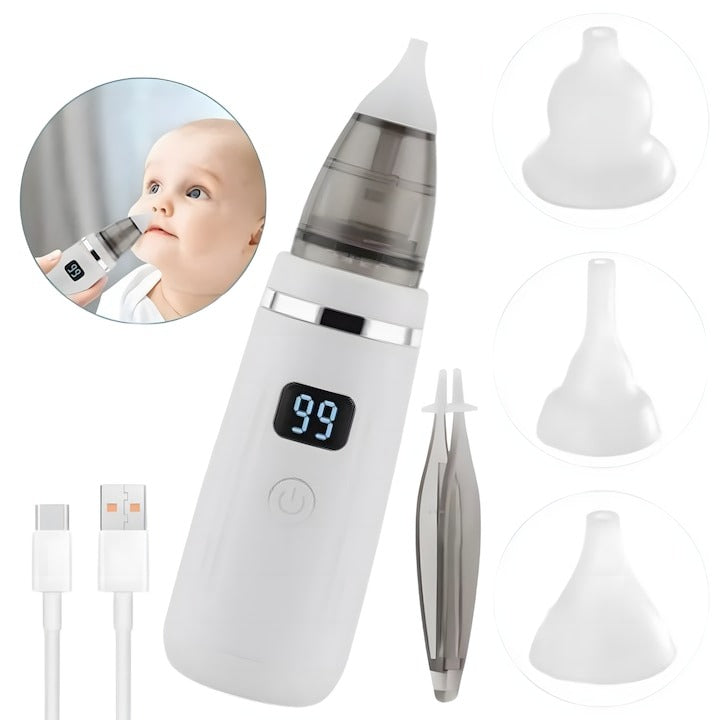 Aspirator nazal electric 2 in 1 pentru bebelusi si copii, LCD, 5 trepte, USB, 65 kPa - Copii si bebelusi