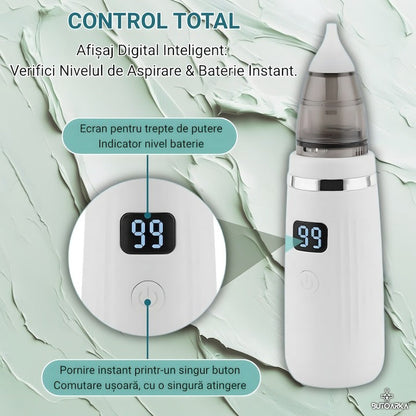 Aspirator nazal electric 2 in 1 pentru bebelusi si copii, LCD, 5 trepte, USB, 65 kPa - Copii si bebelusi