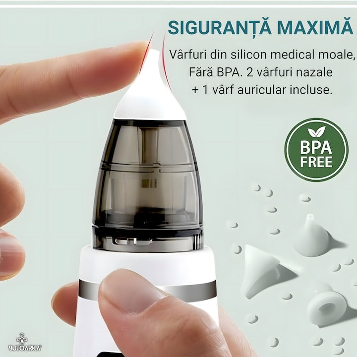 Aspirator nazal electric 2 in 1 pentru bebelusi si copii, LCD, 5 trepte, USB, 65 kPa - Copii si bebelusi