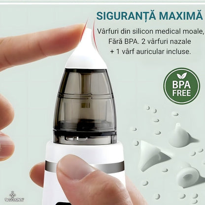 Aspirator nazal electric 2 in 1 pentru bebelusi si copii, LCD, 5 trepte, USB, 65 kPa - Copii si bebelusi