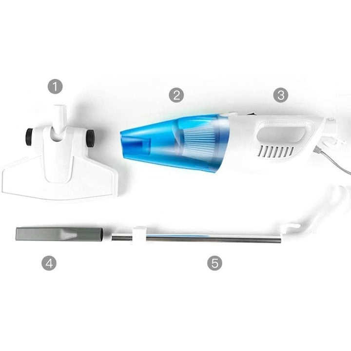 Aspirator vertical 2 în 1 – 600W, filtru HEPA, fără sac