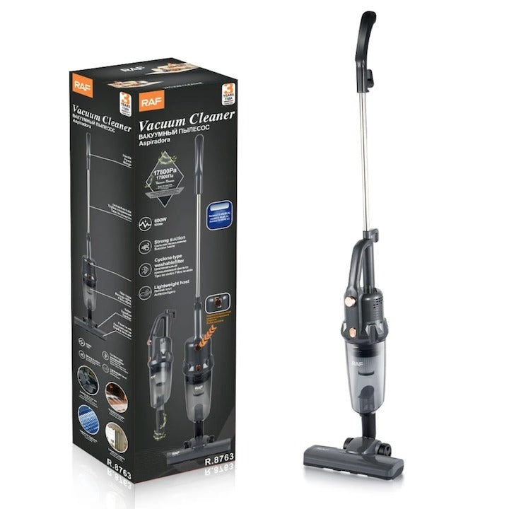 Aspirator vertical 2 in 1 RAF 600W filtru HEPA fara sac - Cadou Mini Umidificator - Curatenie si intretinere