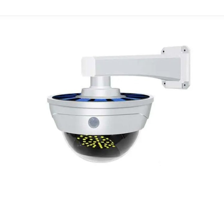 Lampa solara LED cu telecomanda - gen camera falsa, senzor miscare, 3 moduri lumina, IP66, alba - Sport si timp liber
