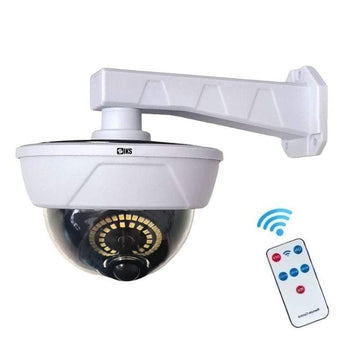 Lampă solară LED cu telecomandă – gen cameră falsă, senzor mișcare, 3 moduri lumină, IP66, albă