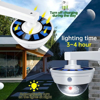 Lampa solara LED cu telecomanda - gen camera falsa, senzor miscare, 3 moduri lumina, IP66, alba - Sport si timp liber