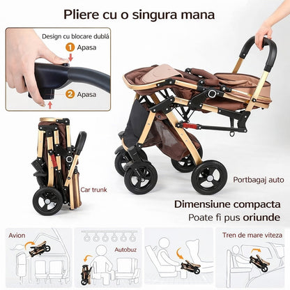 Carucior bebe 3 in 1 Premium LEHMANN landou sport scoica auto pliabil - Copii si bebelusi