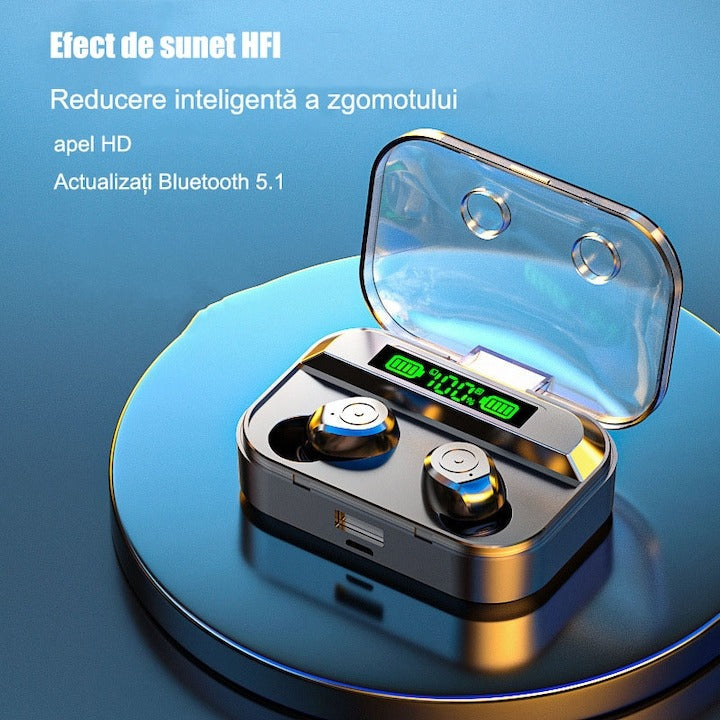 Casti Bluetooth TG01 - sunet HD, control tactil, negre - Sport si timp liber
