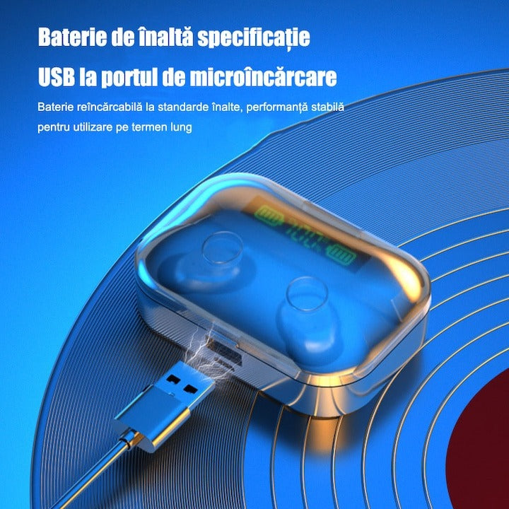 Căști Bluetooth TG01 – sunet HD, control tactil, negre