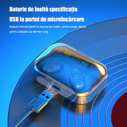Casti Bluetooth TG01 - sunet HD, control tactil, negre - Sport si timp liber