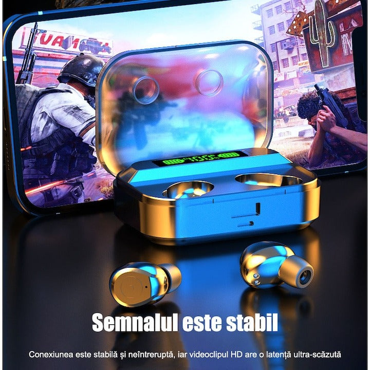 Căști Bluetooth TG01 – sunet HD, control tactil, negre