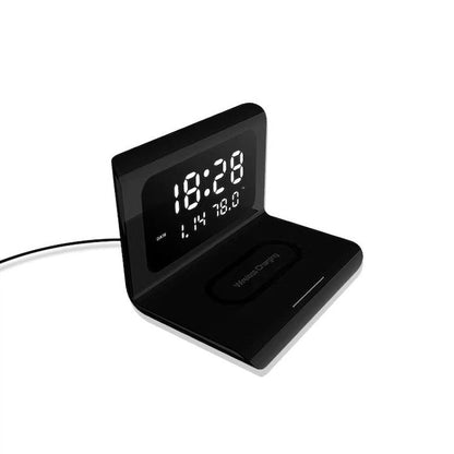 Ceas digital LED incarcare wireless alarma temperatura umiditate birou compatibil iOS & Android - Iluminat