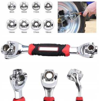 Cheie Tubulara Multifunctionala 48 In 1 Tiger Wrench Universala Cu Cap Rotativ 360 Si Unghi 45° - Auto si moto