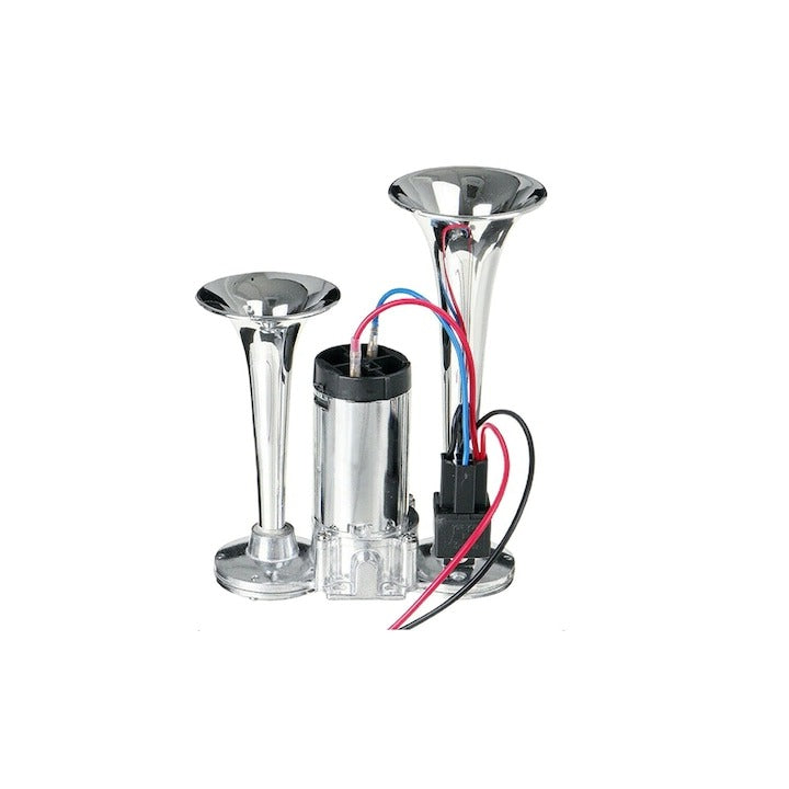 Claxon pneumatic auto 12V universal 600dB aer comprimat zinc cromat - Auto si moto