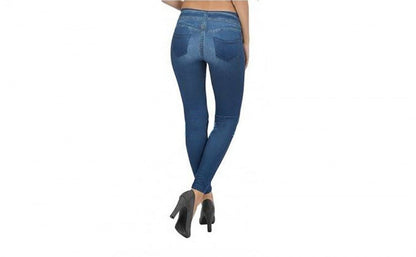 Colanti modelatori tip blugi, talie inalta, efect push-up, culoare albastra - marime Universala - Casa si confort