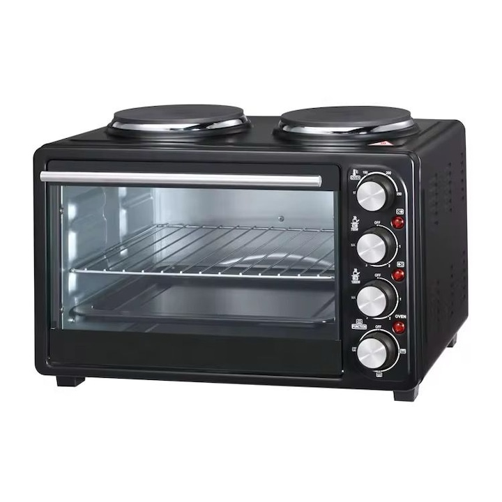 Cuptor electric cu plita RAF 30L 2 in 1 1500W 1600W aer cald grill timer inox - Bucatarie si electrocasnice