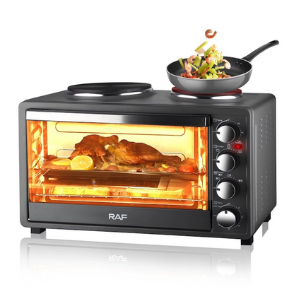 Cuptor electric cu plita RAF 30L 2 in 1 1500W 1600W aer cald grill timer inox - Bucatarie si electrocasnice