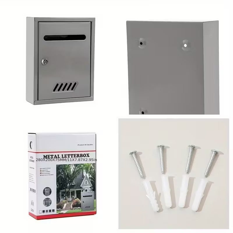Cutie postala metalica exterior 260x200x75mm cu incuietoare rezistenta la intemperii - Gri - Scule si bricolaj