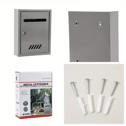 Cutie postala metalica exterior 260x200x75mm cu incuietoare rezistenta la intemperii - Gri - Scule si bricolaj