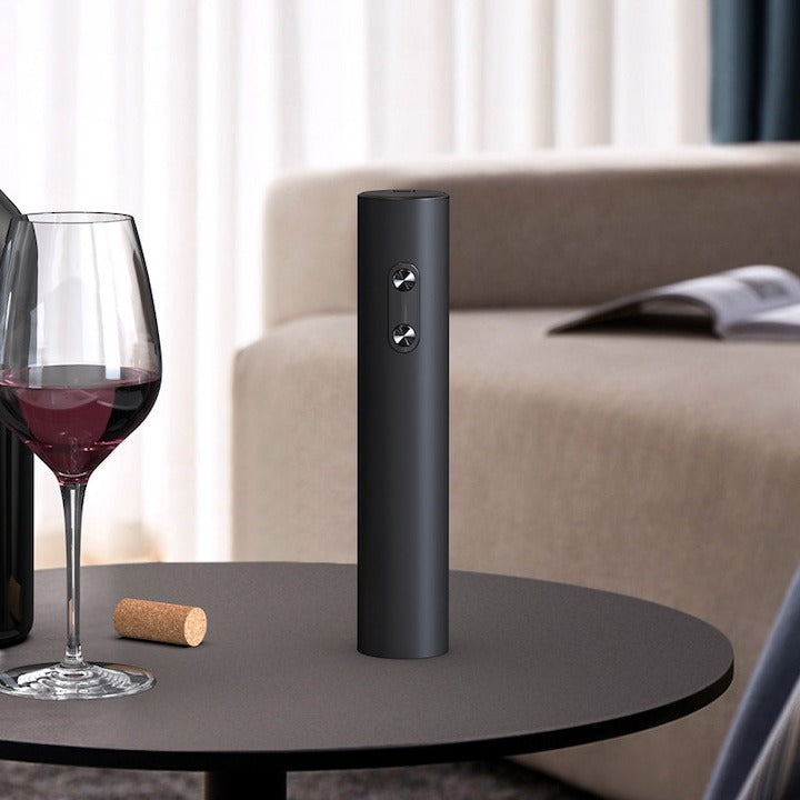 Desfacator electric de vin automat, design elegant negru mat, cadoul ideal - Bucatarie si electrocasnice