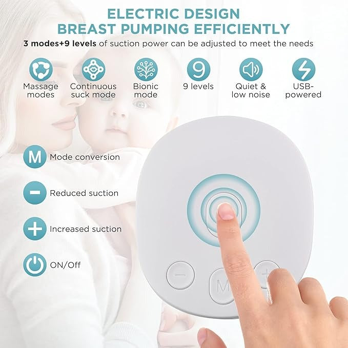 Pompă de Sân Electrică Dublă Portabilă Yumcute – 3 Moduri, 9 Niveluri, Anti-Reflux, Fără BPA, Albă