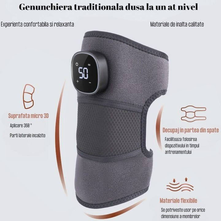 Dispozitiv masaj genunchi, cot, umăr – 3 moduri, încălzire și temperatură ajustabilă