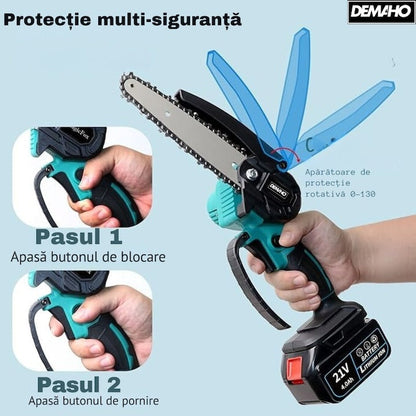 Mini drujba electrica fara fir 48V 6 inch cu 2 acumulatori drujba portabila gradina - Curatenie si intretinere