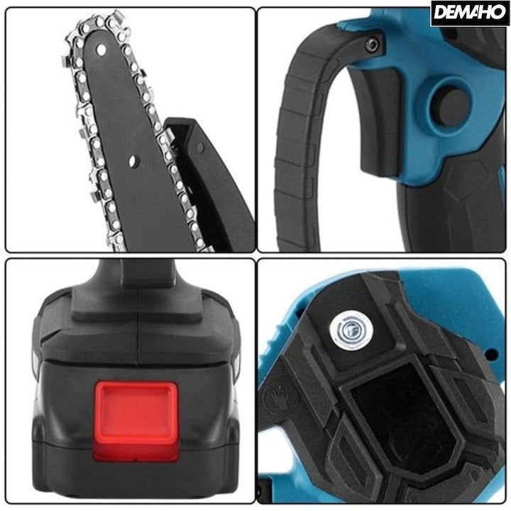 Drujba fierastrau portabil cu 2 acumulatori 48v, lama 6 inch/15 cm, 2 lanturi, fara fir, cutie transport