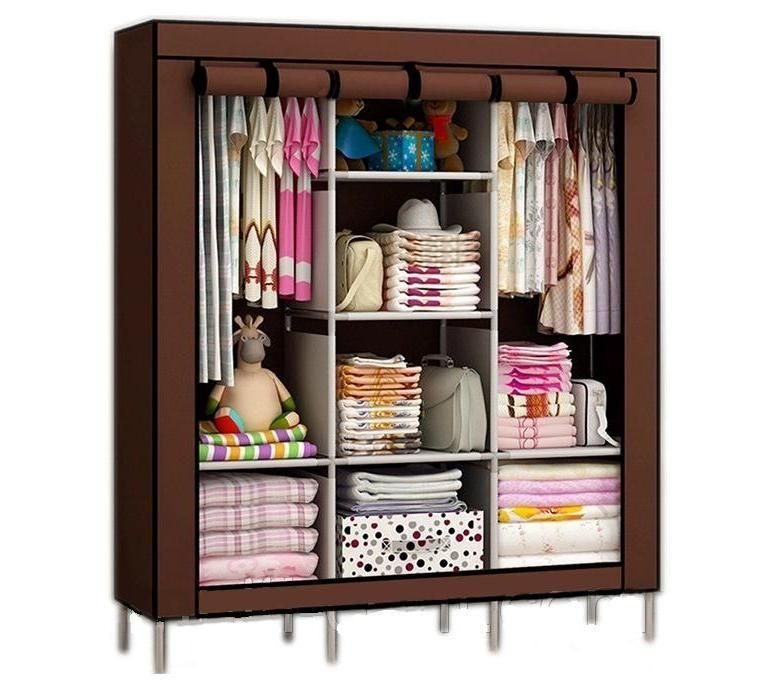 Dulap Textil 3 Compartimente pentru Haine - 130x45x170 cm - Sport si timp liber