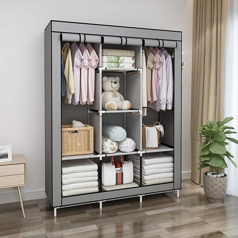 Dulap Textil 3 Compartimente pentru Haine - 130x45x170 cm - Sport si timp liber