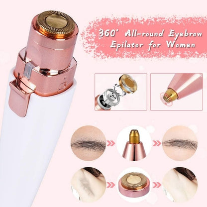 Epilator facial & trimmer sprâncene 2-în-1, cu LED, USB, portabil