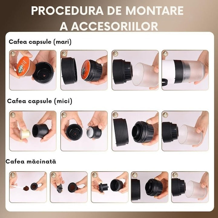 Espressor portabil 3 in 1 20 Bar USB-C capsule Nespresso Dolce Gusto - Bucatarie si electrocasnice