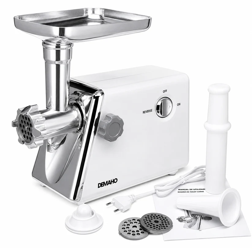 Masina De Carne DEMAHO 3000W - Tocare Rapida, Functie Reverse si Accesorii Pentru Carnati & Kibbe - Bucatarie si