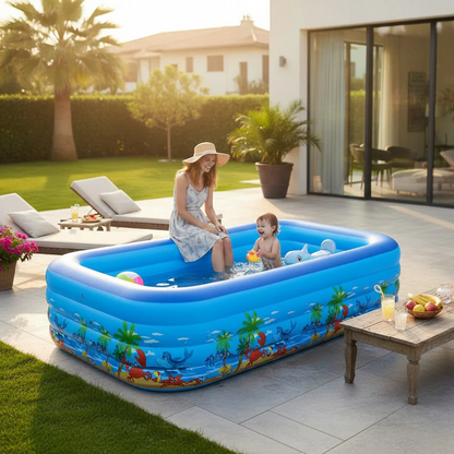 Piscina Gonflabila Familiala DEMAHO cu 3 Inele PVC Rezistent, Diverse Dimensiuni - Copii si bebelusi