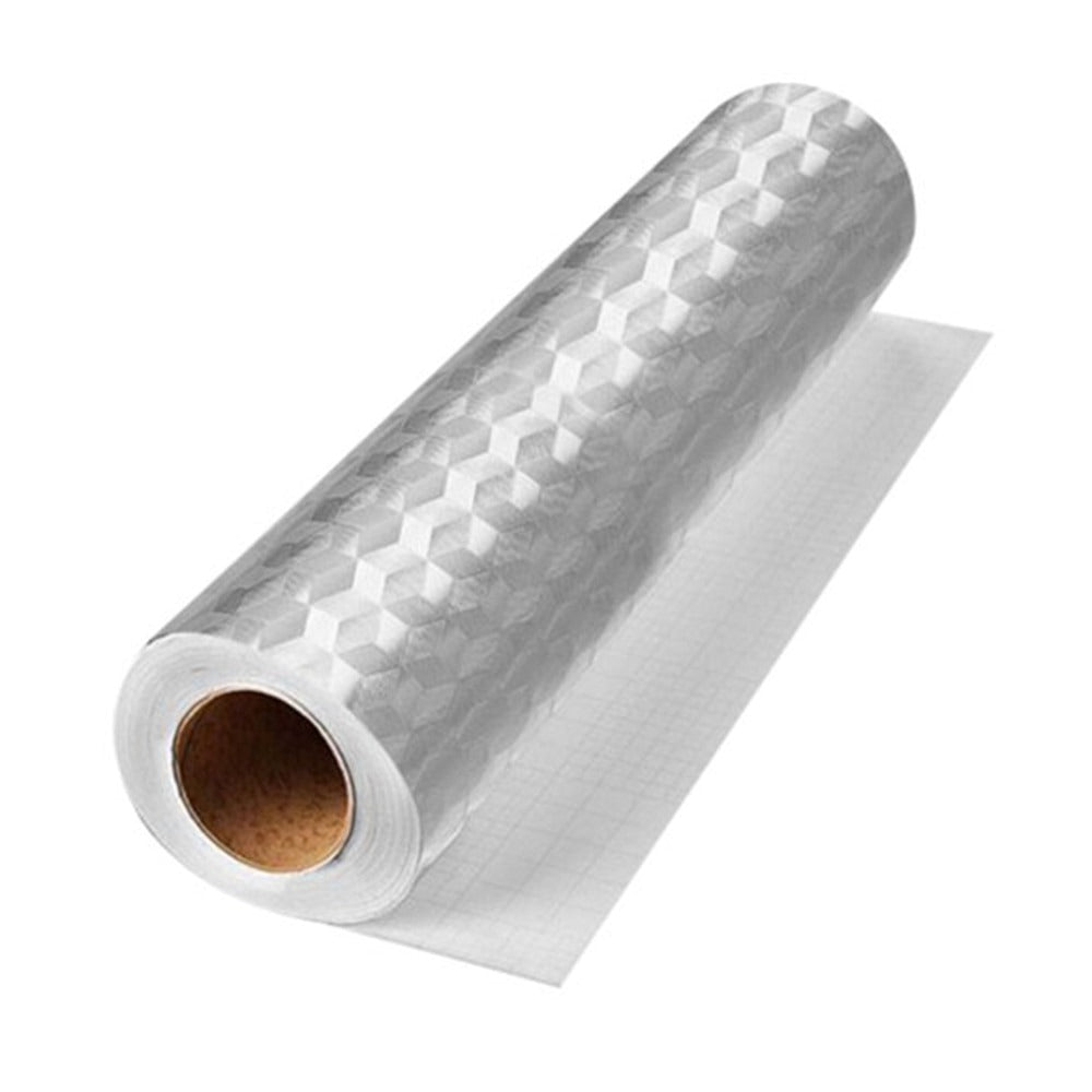 Folie de aluminiu autoadeziva bucatarie, argintie, model cu patratele, 60 x 300 cm