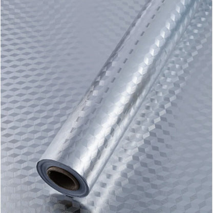 Folie de aluminiu autoadeziva bucatarie, argintie, model cu patratele, 60 x 300 cm
