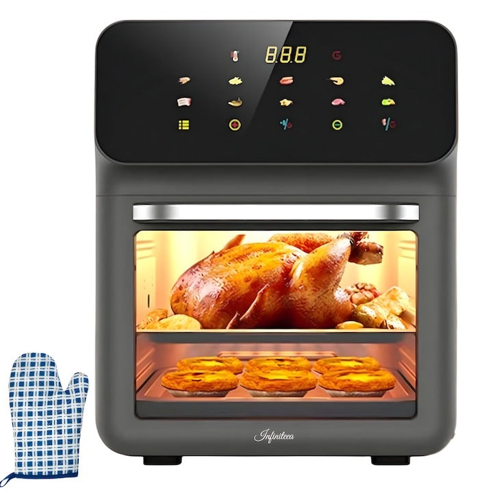 Friteuza cu aer cald Airfryer - 10 programe, ecran touch, multifunctionala, temperatura reglabila - 50 hartii cadou