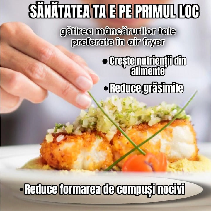 Friteuza cu aer cald Airfryer - 10 programe, ecran touch, multifunctionala, temperatura reglabila - 50 hartii cadou