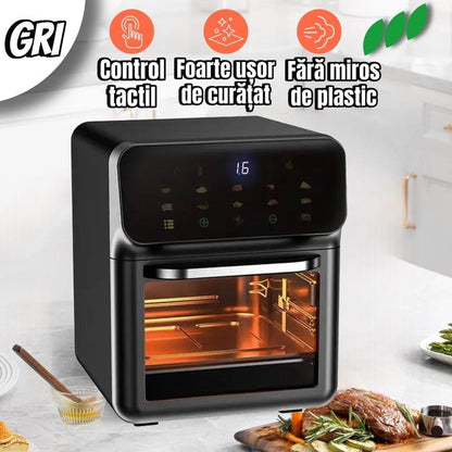 Friteuza cu aer cald Airfryer - 10 programe, ecran touch, multifunctionala, temperatura reglabila - 50 hartii cadou
