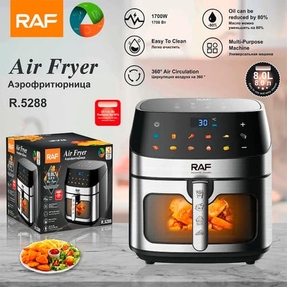 Friteuza cu Aer Cald Airfryer RAF R.5288, 8L, 1700W, Control Mecanic, Antiaderent - 50 hartii cadou - Bucatarie si