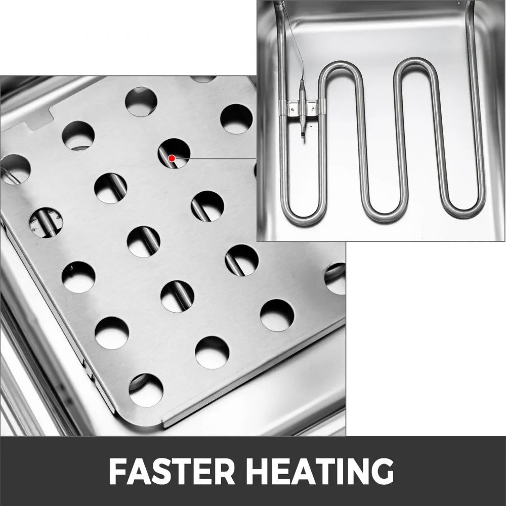 Friteuză Comercială Dublă 12L 5000W YB-82 din Inox – Coș Dublu, Uz Profesional