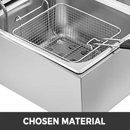 Friteuza Comerciala Dubla 12L 5000W YB-82 din Inox - Cos Dublu, Uz Profesional - Bucatarie si electrocasnice