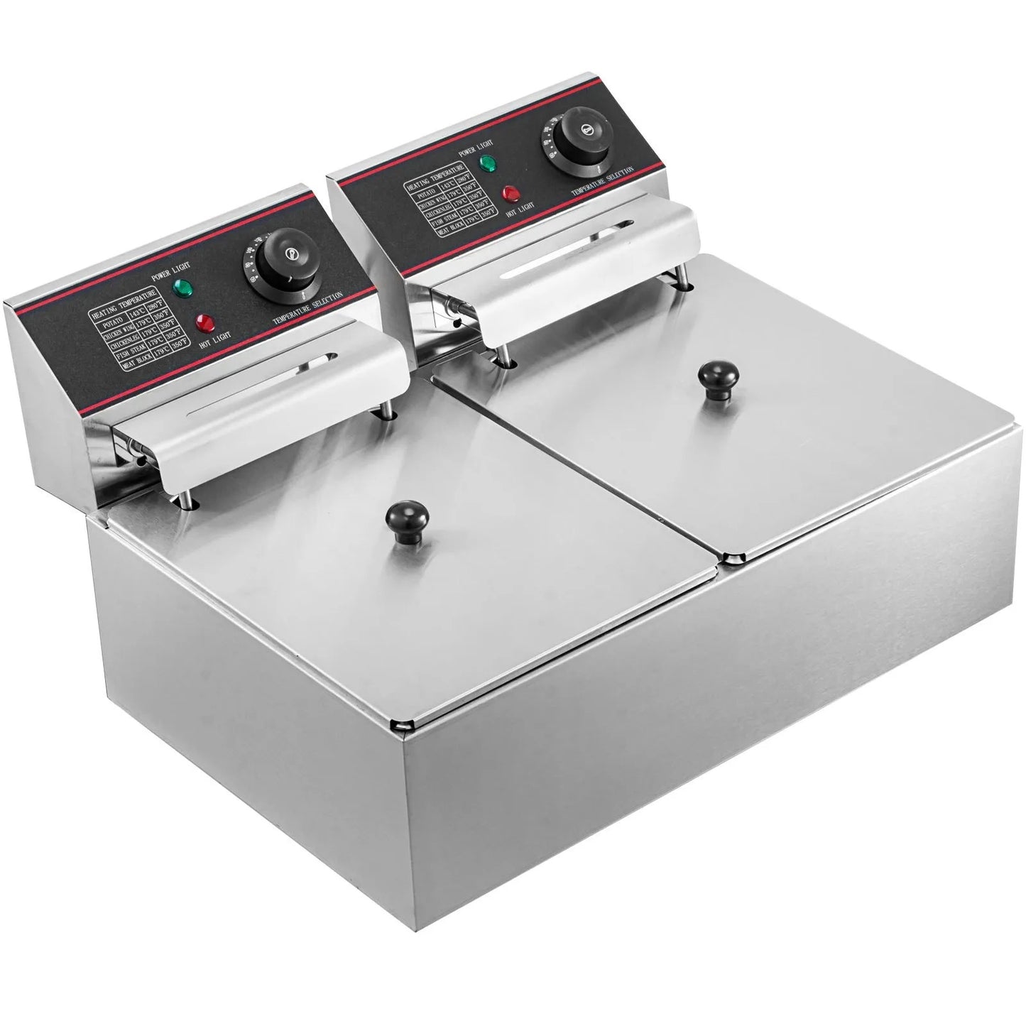 Friteuză Comercială Dublă 12L 5000W YB-82 din Inox – Coș Dublu, Uz Profesional