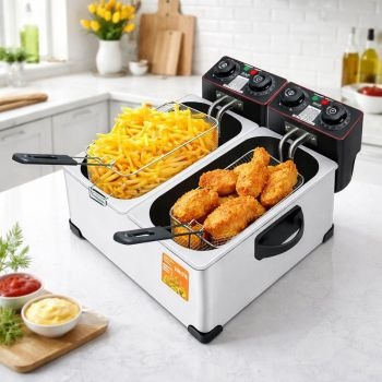 Friteuza electrica dubla profesionala RAF 2000W 3L + 3L inox - Bucatarie si electrocasnice
